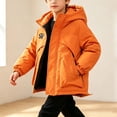 thumbnail image 3 of ITSAME Boys Hooded Winter Thick Coat Full Zip Warm Outdoor Windbreaker Jacket with Pockets Orange Size 8, 3 of 7