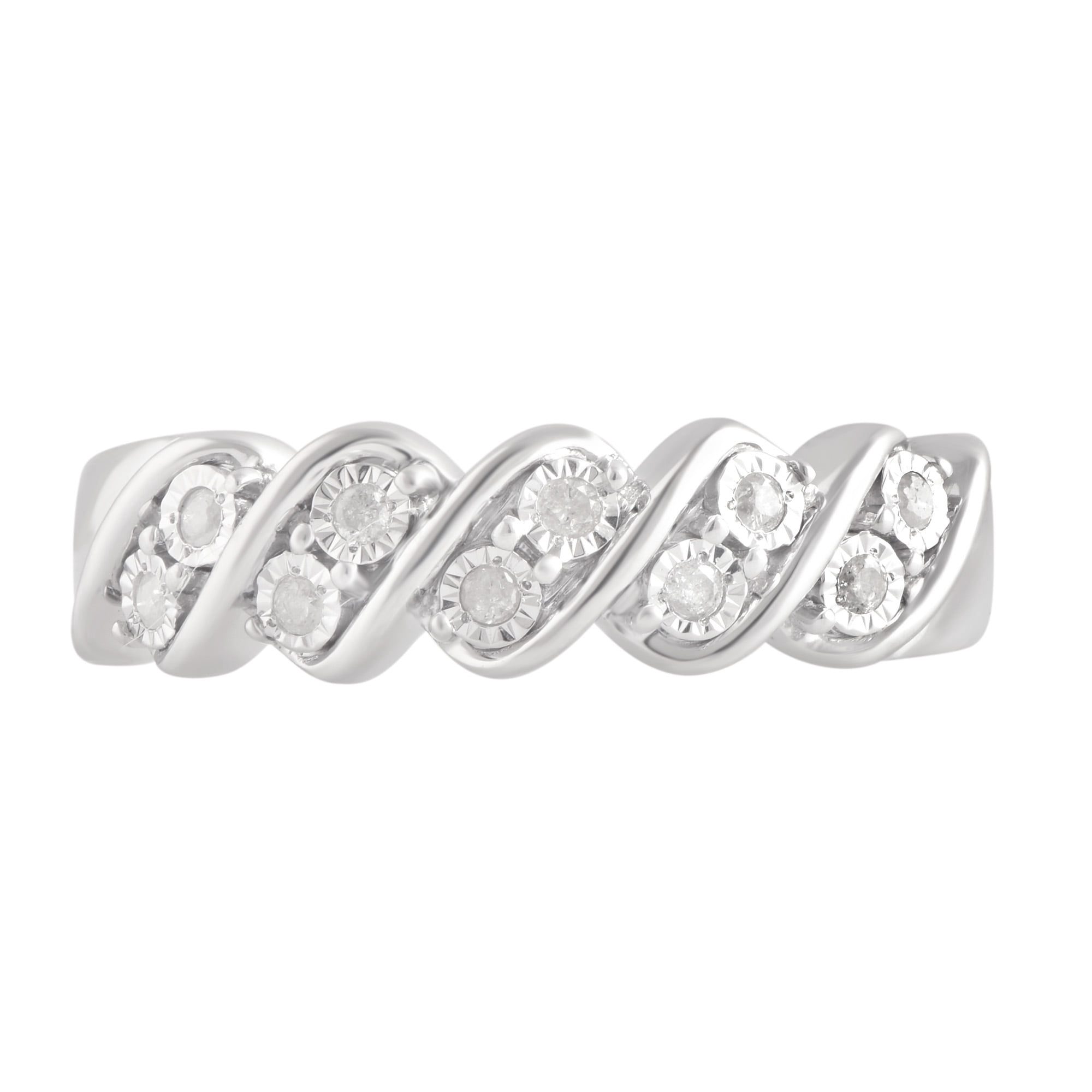 Arista 1/10 ct Diamond Broad Band Anniversary Ring in Sterling Silver (I-J, I2-I3)