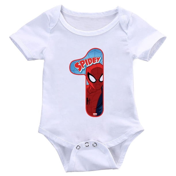 Pelele de verano para bebés y niñas, Ropa de manga corta, peleles con estampado de número 1-9 de Spiderman de dibujos animados para recién nacidos, mono infantil, Ropa Bebe9M Gao Jinjia LED