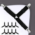 thumbnail image 1 of 4 Pcs Sheet Straps, Adjustable Triangle Bed Sheet Holder Straps Elastic Bed Sheet Fasteners Clips for Fitted Sheets Mattress Covers, 1 of 5