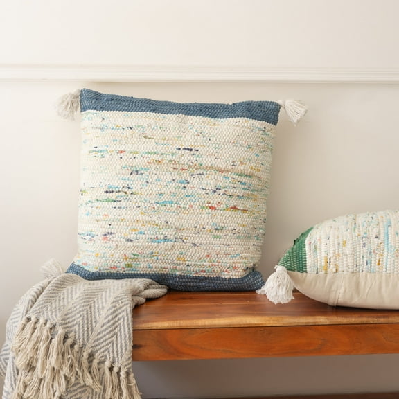 Ox Bay Luma 20" x 20" Blue/Cream Striped Cotton Adult Decorative Throw Pillow Cover