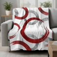 thumbnail image 2 of Red Grey Blanket Soft Cozy Warm Throw Blanket for Couch, Plush Fuzzy Flannel Fleece Blankets for Sofa, Geometric Circle Modern Abstract Simple Art Bed Blankets Lightweight Gifts for Women, 50"x60", 2 of 9