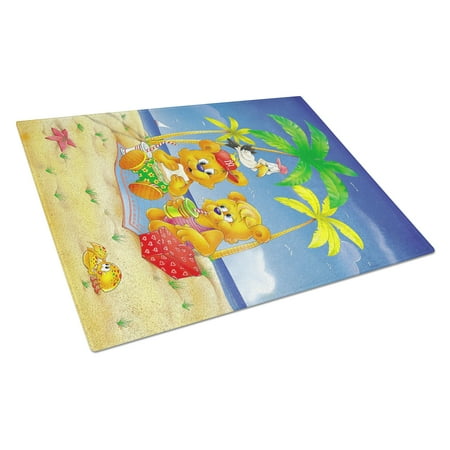 

Caroline s Treasures Teddy Bears Picnic on the Beach Glass Cutting Board Large