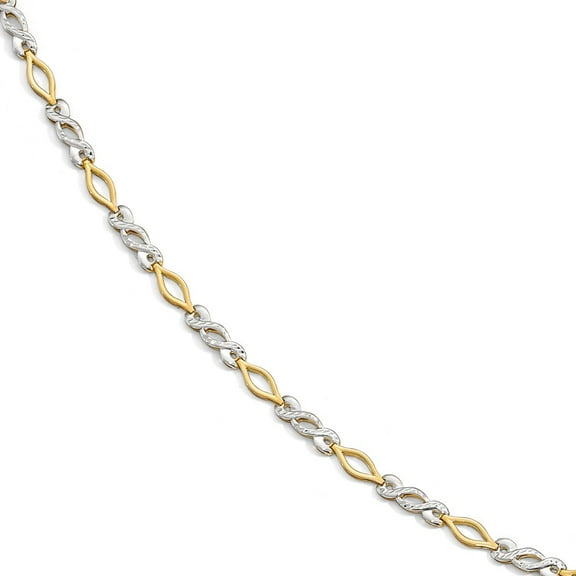 10 Karat Two-Tone Gold Polished Diamond Cut Bracelet