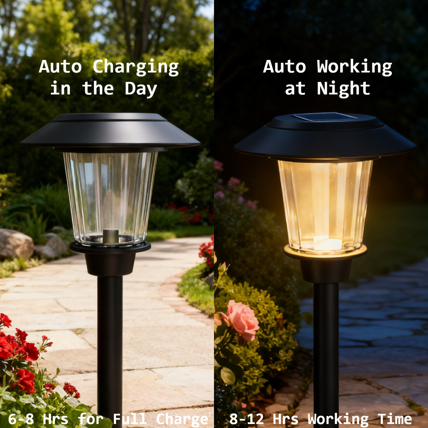 2 pack Solar Ground Lights Outdoor, IP65 Waterproof LED Ground Lights with 2 Modes (Steady & Rotating), Bright Solar Powered Pathway Lights for Garden, Lawn & Landscape Decoration
