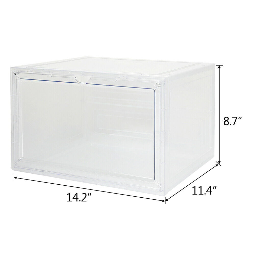 Details about   2x 4x 8x Magnetic Drop Side Shoe Box Storage Containers Sneaker Display Cases 