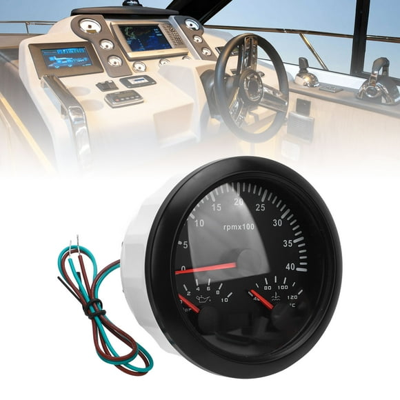 Oil Pressure Water Temp Gauge,Electrical Tachometer Oil Pressure Water Temp 3 in 1 Gauge 4000rpm 0 to 10bar 40 to 120 degrees Celsius 7 Colors Backlit RV Yacht