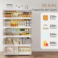 thumbnail image 2 of Heavy Duty 400Gal Collapsible Stackable Storage Bins with Lids, 5-Pack 39.4" W Rolling Organizer Cabinet with Doors for Bedroom, Home & Garage, Beige, 2 of 7