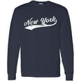 thumbnail image 2 of New York Baseball Script - Hometown Pride, Pitcher Long Sleeve T Shirt - Small - Navy, 2 of 6