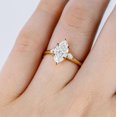 thumbnail image 3 of Jewelerix Women’s Dainty Marquise Cut Engagement Ring Moissanite Comfort Fit Wedding Ring 10K White/Yellow Gold Vermeil Mother's Day Gift Ring, 3 of 5