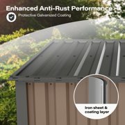 LAUSAINT HOME 4' x 6' Outdoor Storage Shed, Metal Shed Garden Tool Storage & Bicycle Storage with Lockable Door, Brown