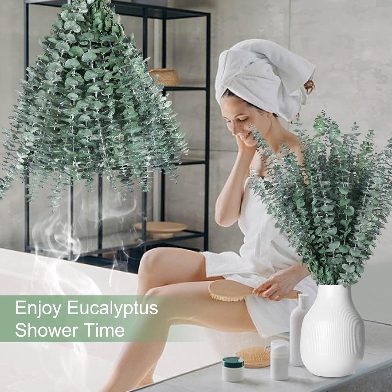 30 Pcs Dried Preserved Eucalyptus Stems Shower Bundle, 17" Natural Fresh Eucalyptus Plant, Real Eucalyptus Leaves Branches for Shower Vase Filler, Dried Flowers Arrangement Home Decor