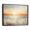 thumbnail image 2 of Designart "Horizon Bathed In Beige And Gold Beach Sunset I" Coastal Sunset Floater Framed Canvas Wall Art, 2 of 5