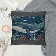 thumbnail image 2 of Fish Pillows Nature Nautical Ocean Sea Seaweed Coral Whale Shark Dolphin Throw Pillow Cover Decorative Pillow Case Square Cushion Accent Home  Inch Blue, 2 of 5