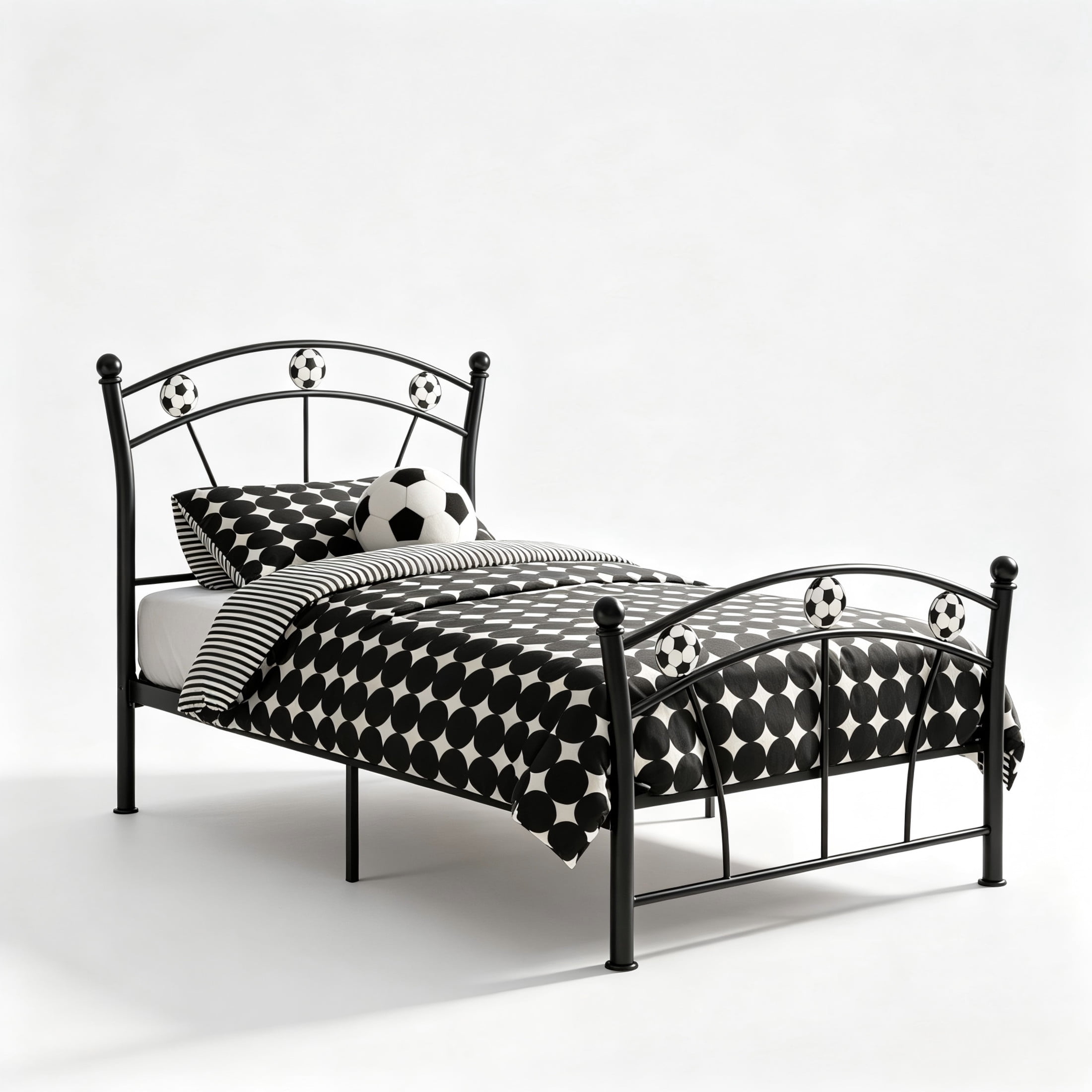 GDF Studio 78.5" Twin Heavy-Duty Metal Platform Bed with Sturdy Support Slats, Curved Headboard, Black