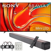 Sony BRAVIA 7 K55XR70 55" 4K HDR Smart QLED Mini-LED TV (2024) Bundle with Premium Deco Gear 60W 2.0 CH Soundbar + Deco Mount 37"-100" TV Wall Mount Bracket with Cleaning Kit + 6-Outlet Surge Adapter