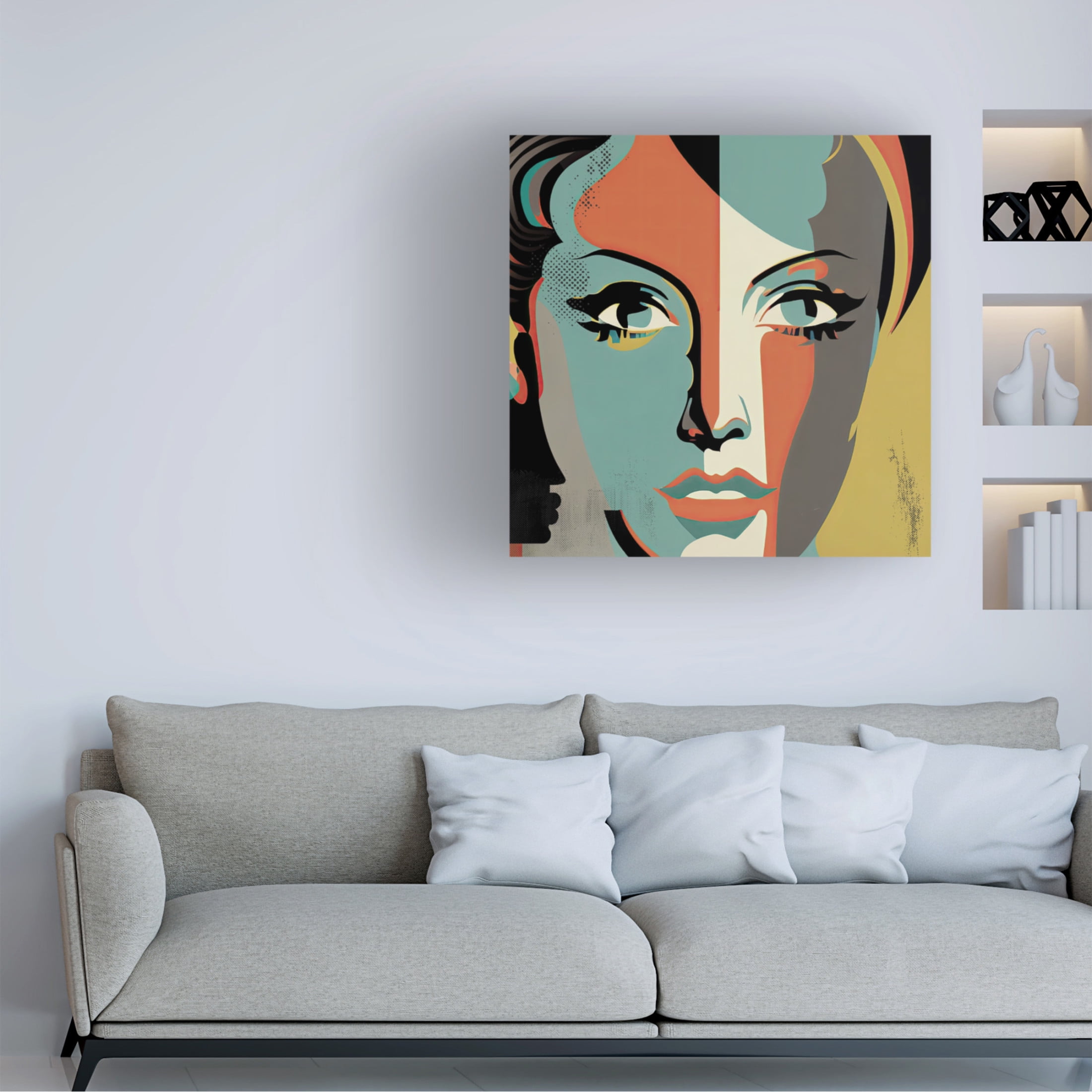 Canvas Wall Art - Sasha 'Pop Tech Glam III' Wall Art for Living Room, Bedroom, or Office Décor by Trademark Fine Art - 35 x 35 Inches