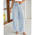 thumbnail image 3 of FreshPretty Palazzo Pants for Women Fall Striped Flowy Tie Knot Wide Leg High Waist Dressy Casual Work Pants Trousers, 3 of 7
