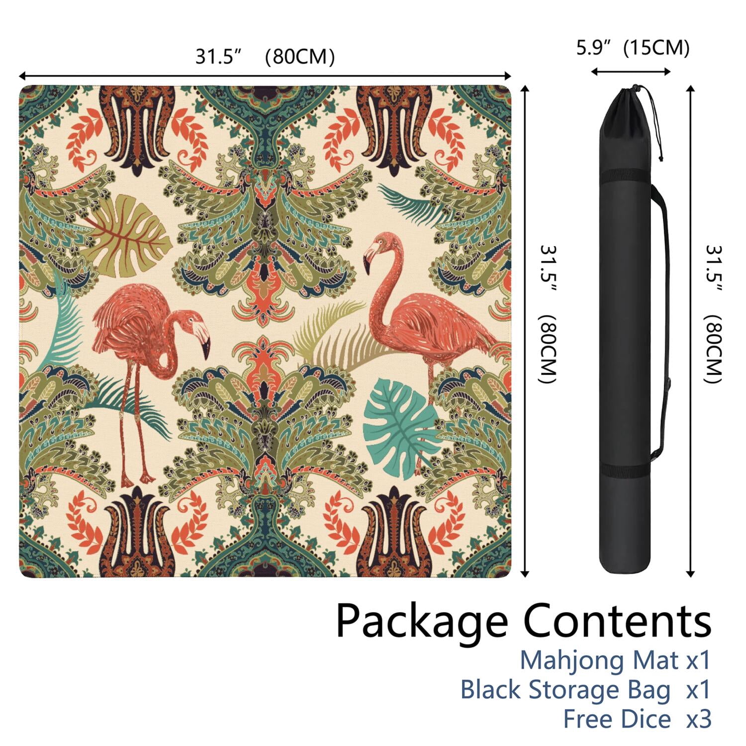 Paisley Mahjong Mat for Table, 31.5*31.5in Anti Slip American Mahjong Table Cloth, Noise Reduction, Neoprene Mah jongg Mat with Carrying Bag & 3 Dices, Mahjong Accessories Gift, Board Tile Games Mats