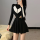 thumbnail image 3 of Vestido de traje de baño deportivo para mujer, traje de baño de una pieza, cubre el vientre, aguas termales, bloqueo de Color, mangas largas, falda avanzada, ropa de playa, 3 of 5