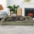 thumbnail image 6 of FurHaven Pet Products Faux Fur & Velvet Orthopedic Sofa Pet Bed for Dogs & Cats - Dark Sage, Jumbo Plus, 6 of 13