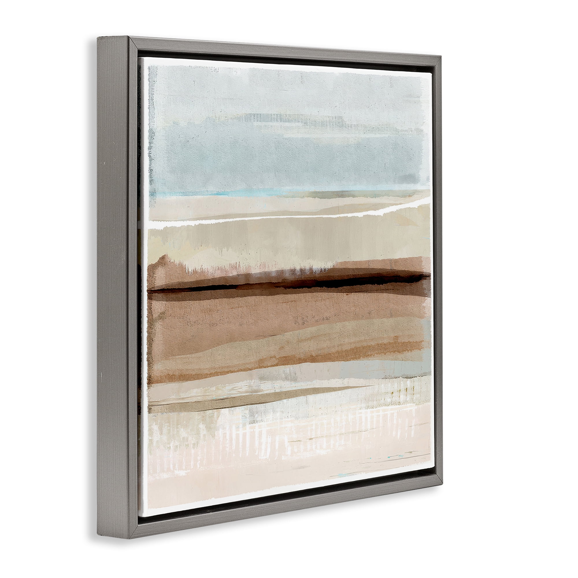 Stupell Industries Winter Sands Pattern Abstract Painting Gray Floater Framed Canvas Art Print Wall Art, 18 x 18