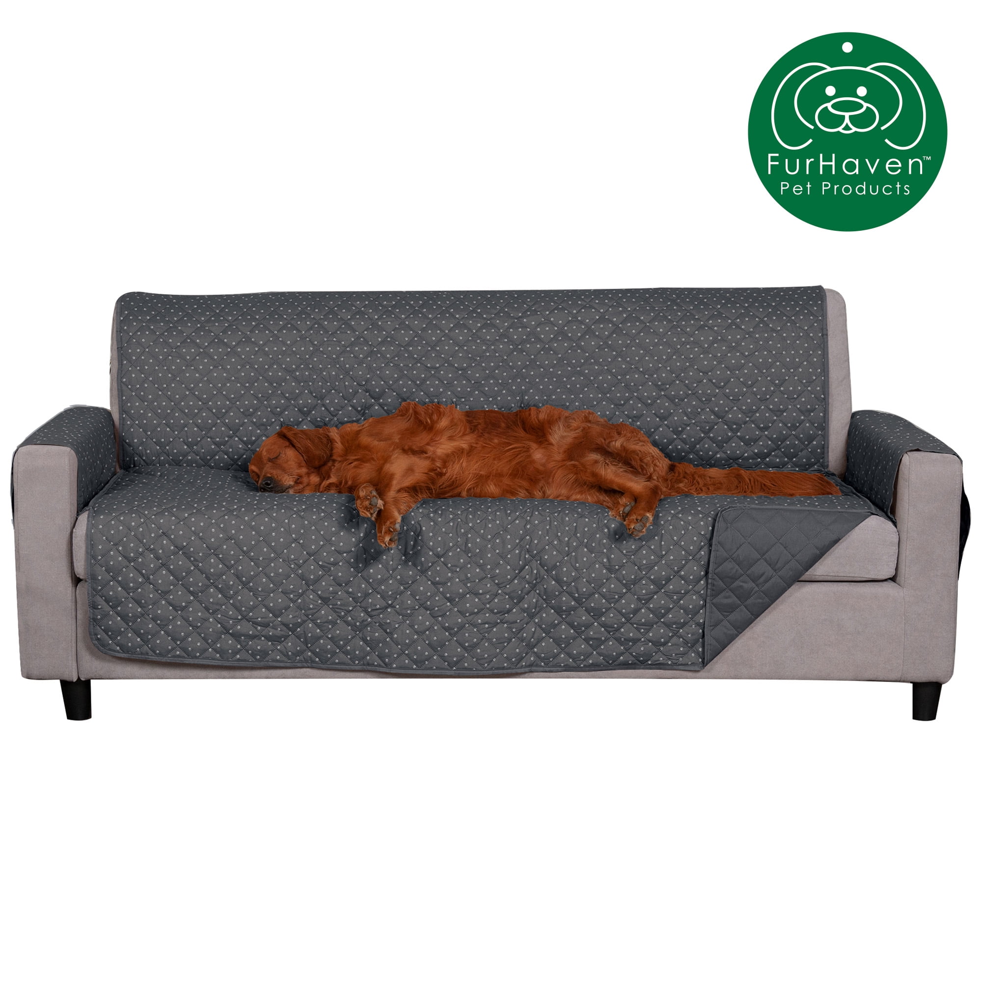 FurHaven Pet Products Reversible Sofa Furniture Protector Polka Paw Print Gray Walmart