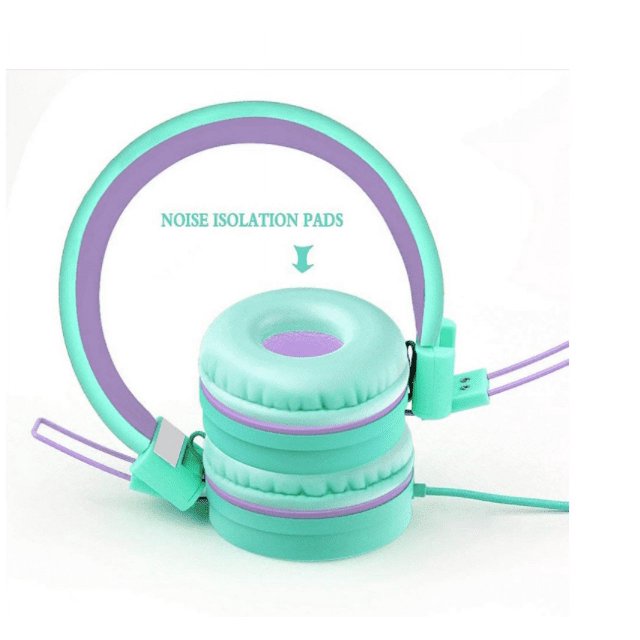 Auriculares para niños: noot products K11, auriculares estéreo plegables sin enredos con conector de 3,5 mm con cable Rojo Verde cableado