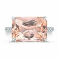 thumbnail image 2 of HeartsAndYou 2ct Radiant Natural Peach Morganite Moissanite Accent Ring 14k SOLID White Gold, 2 of 8