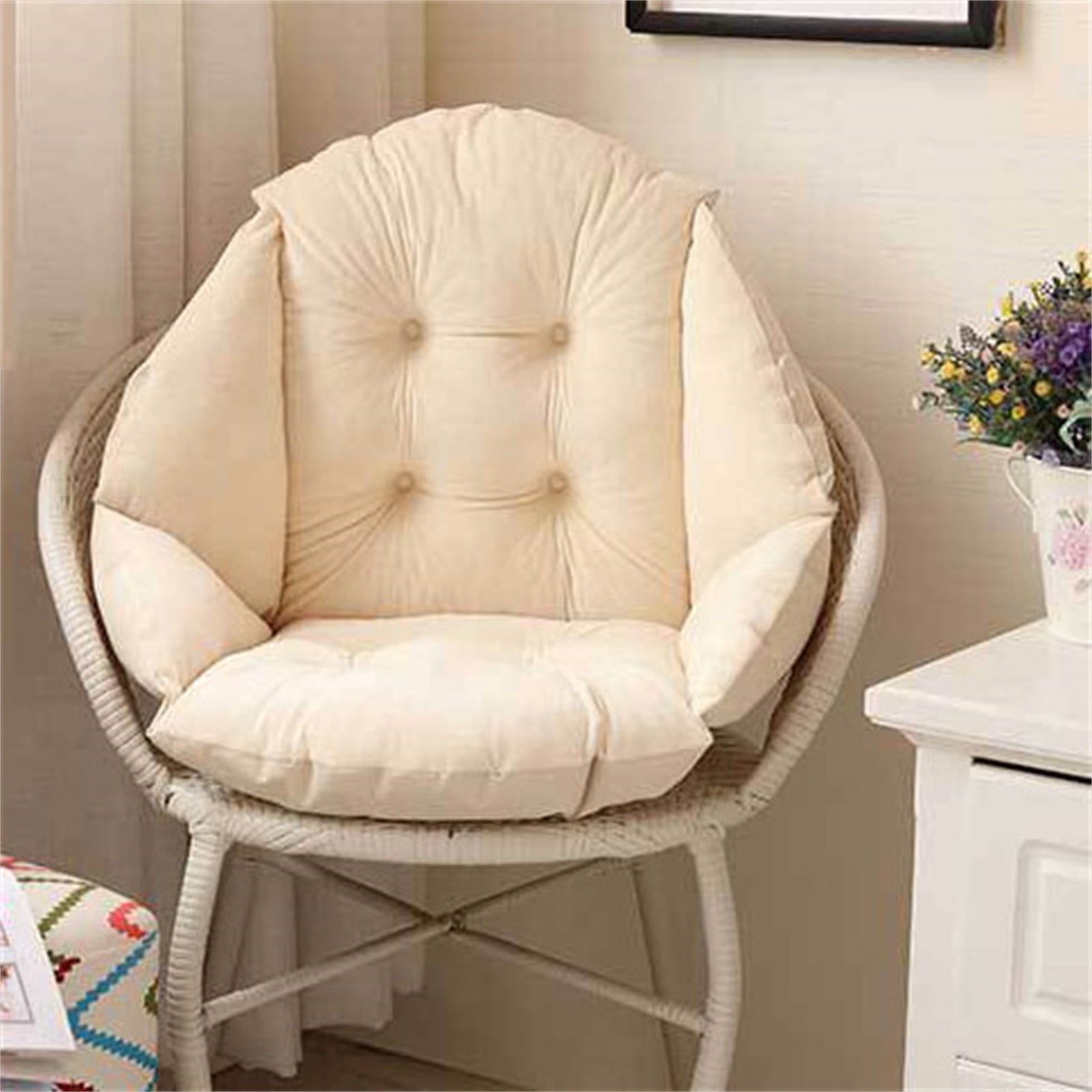 EGYMEN Hammock Swing Chair Cushion, 16"x16" Hanging Basket Seat Pillow, Soft Hanging Egg Chair Back Cushions Pads, for Indoor and Outdoor Garden Offices(Beige)