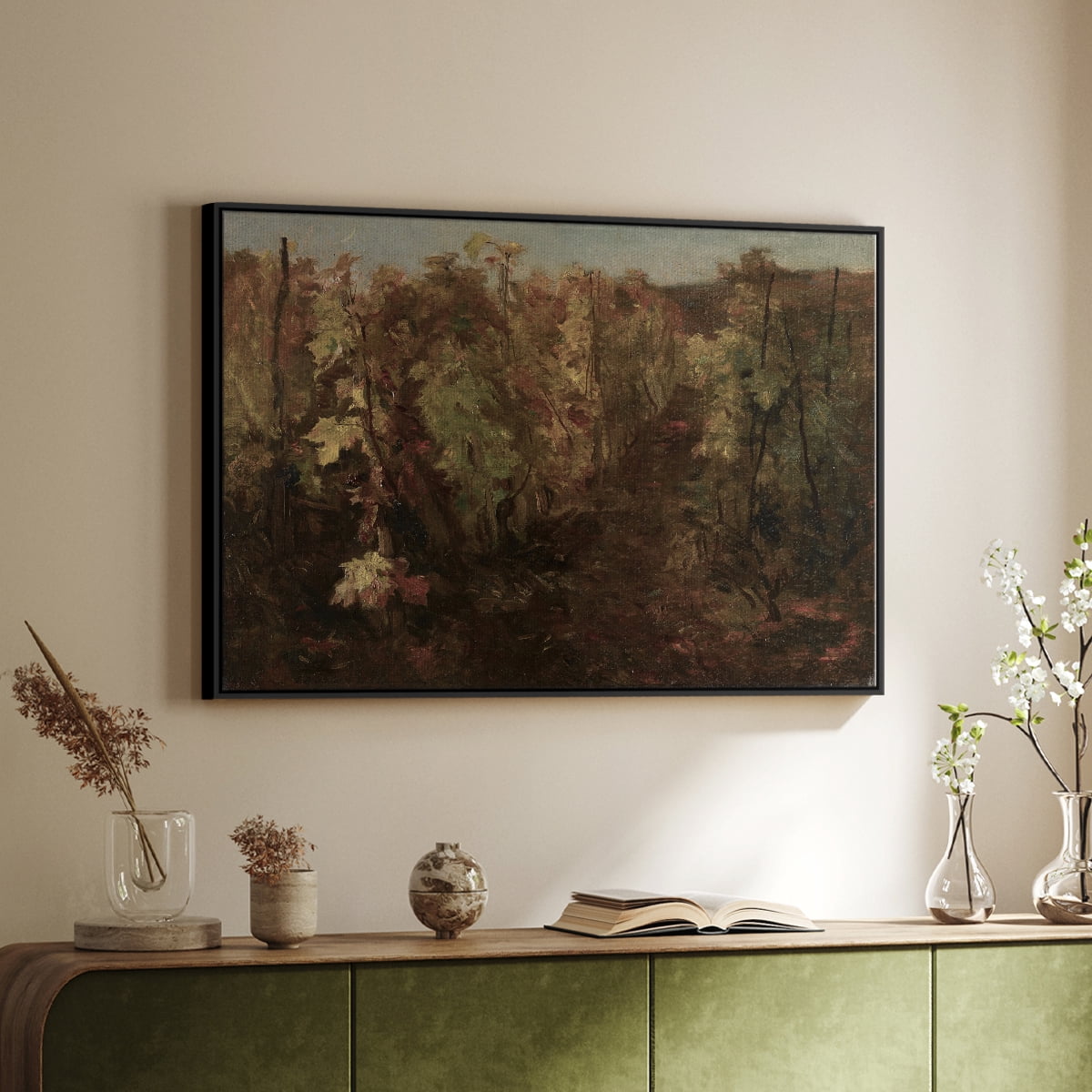 Vintage Landscape-CCCXIX By Wexford Home Framed in Black Wood Gallery Wrapped Canvas 17 in. x 25 in.