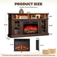 thumbnail image 5 of SESSLIFE Fireplace TV Stand for 65 Inch TV, 32''Tall LED TV Console with 23''Electric Fireplace, Entertainment Center Television Table for Living Room or Bedroom, Brown, 5 of 10