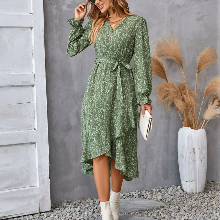 green floral tunic dress Green Floral Border Que Energia Tunic Dress