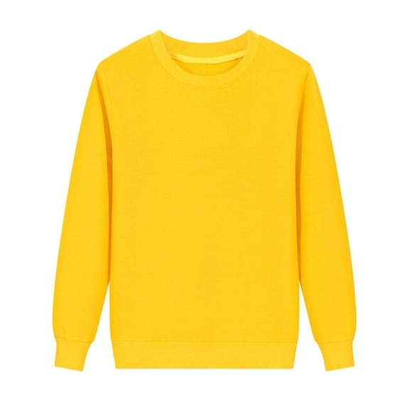 Daznico Sweatshirt for Women Ladies Autumn Winter Crew Neck Solid Color Fit for Womens Pullover Sweatshirt Yellow L