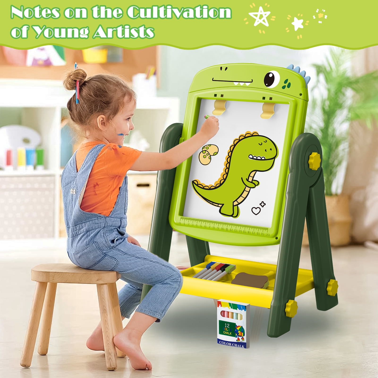 LINXUXIE Easel for Kids, Magnetic Drawing Board for Boys & Girls, Birthday Gift for 2 3 4 Year Old