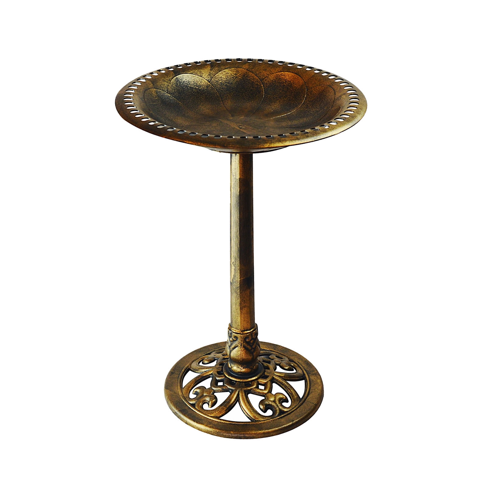 Westcharm 28 Inch Lightweight Poly Resin Outdoor Birdbath for Outside with Decoration Pedestal Base Stand - Antique Bronze (No bird included on the water bowl)