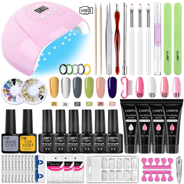 Nail set and Nail Lamp Choose 6 Color Gel Nail Polish Kit Electric Nail Drill Machine Manicure Set Nails Art Decorations qiuyongming unisex