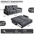 thumbnail image 2 of 77.2'' Sleeper Sofa Bed Full Size, Flannel L Shaped Futon Couches, Modern Pull Out Couch, Comfy 3 In 1 Convertible Sofa, Loveseat, USB & Side Pockets, for Small Space, Living Room, Dark Gray, 2 of 11