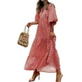 thumbnail image 2 of Womens Boho Floral Puff Sleeve Tiered Maxi Dress Long Dresses, 2 of 5