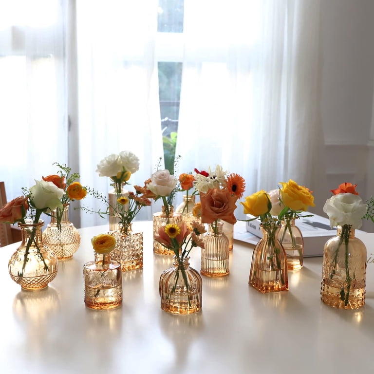 Set Of 22 Small Glass Bud Vases - Clear Mini Vases For Single Flowers, Wedding & Table Centerpieces