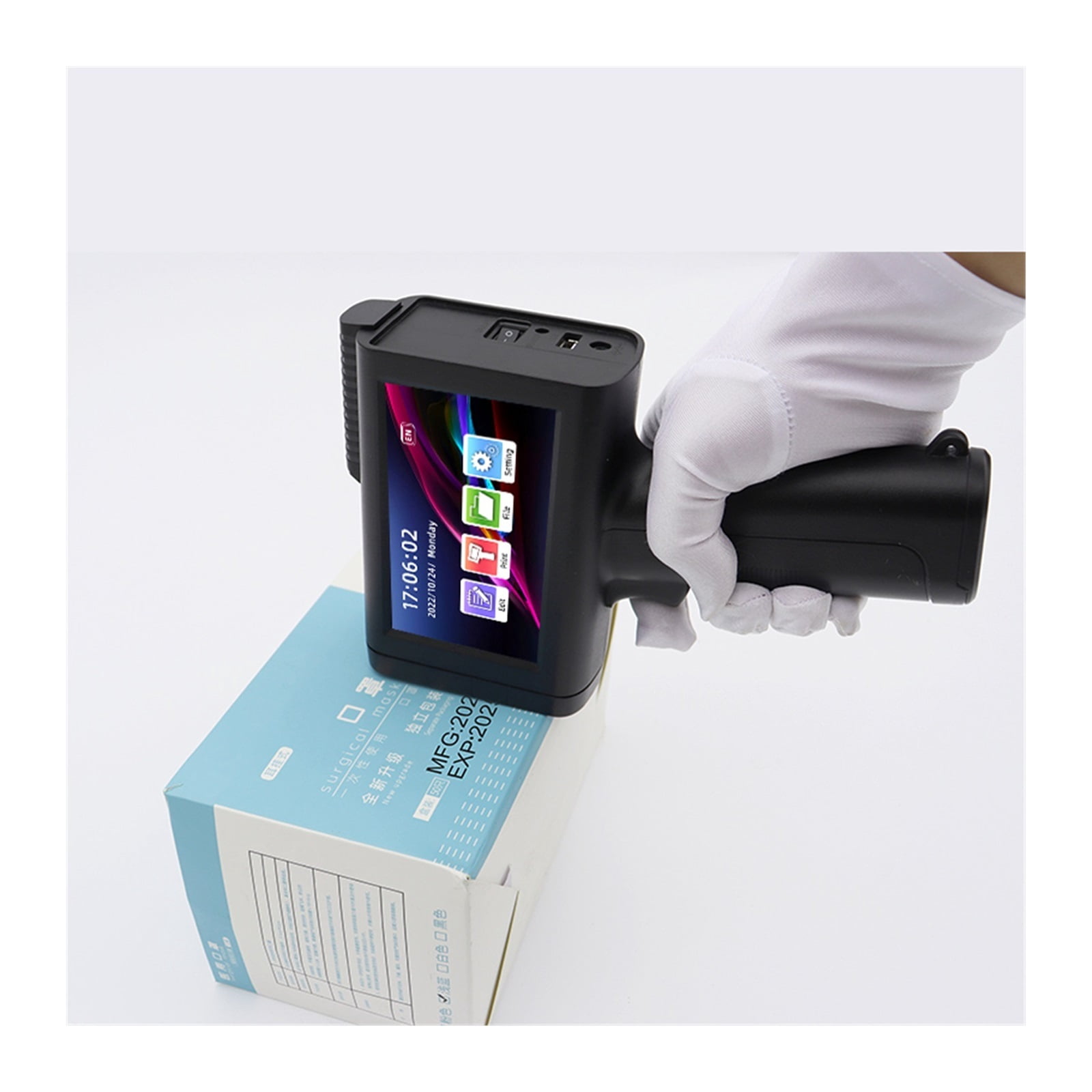 English Portable Small Label Handheld Inkjet Printer Production Date QR Code Batch Number Logo HD Printing Fadeless Fast Drying ,Fast Printing
