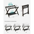 thumbnail image 6 of Bamboo Luggage Rack Foldable Suitcase Stand with Fabric Storage Shelf for Guest Room Hotel Bedroom Holds up to 131 lb Chestnut Brown, 6 of 7