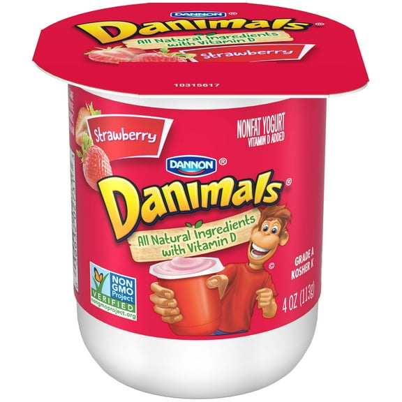 Danimals Strawberry Nonfat Yogurt , 4 Ounce Cup -- 48 per case.