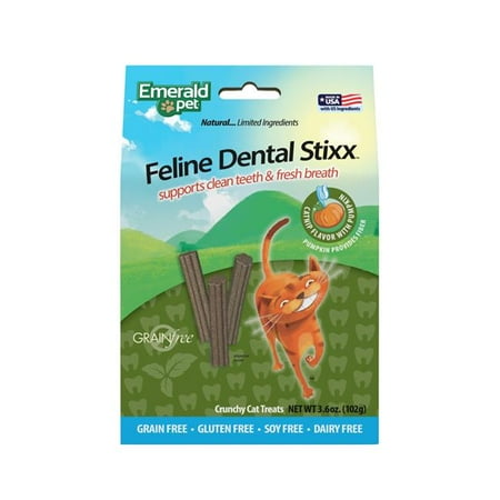 UPC: 0856916006540 | Emerald Pet Feline Dental Stixx Catnip And Pumpkin Recipe – 3.6 Oz