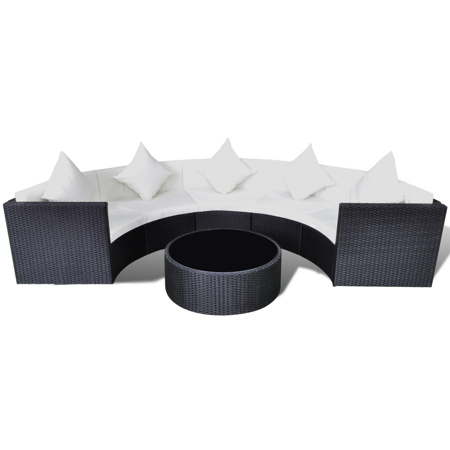 Outdoor Garden Half Round Sofa Set With Table Wicker Poly Rattan Outdoor Garden Half Round Sofa Set With Table Wicker Poly Rattan