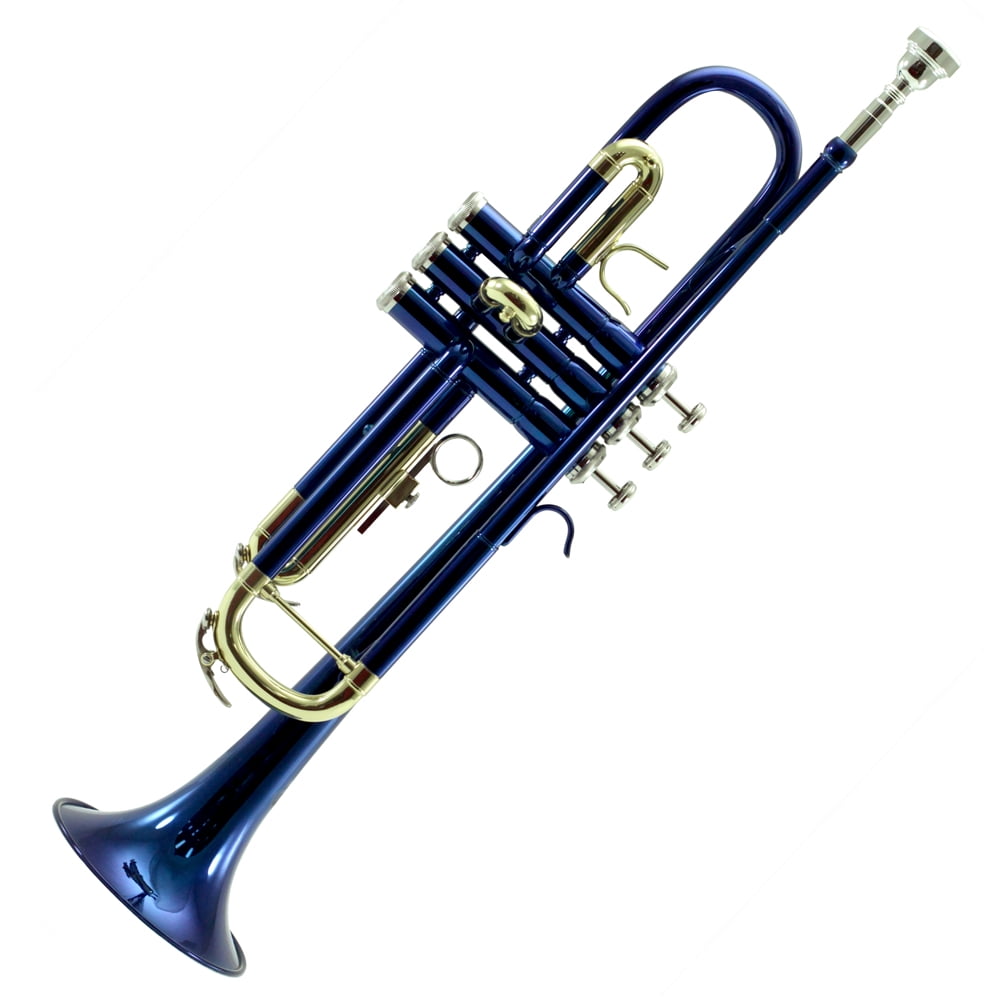 Sky Ocean Blue Lacquer Brass Bb Trumpet with Case, Cloth, Gloves and