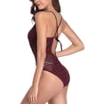 thumbnail image 3 of Charmo Crochet One Piece Swimsuits for Women Sexy V Neck Bathing Suit Hollow Monikini, 3 of 7