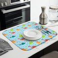 thumbnail image 3 of LightBlue Cartoon Dinosaurs Patterns Pattern Dish Drying Mat for Kitchen 1 Pack, Ultra Absorbent Microfiber Dishes Drainer Mats,16"x18", 3 of 6
