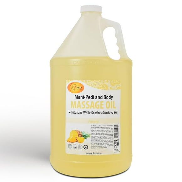 SPA REDI - Massage Oil, Pineapple, 128 Oz - Professional Pedicure, Manicure, Full Body Massage Therapy, Made with Almond Oil, Cotton Seed Oil, Sunflower Oil, Avocado Oil