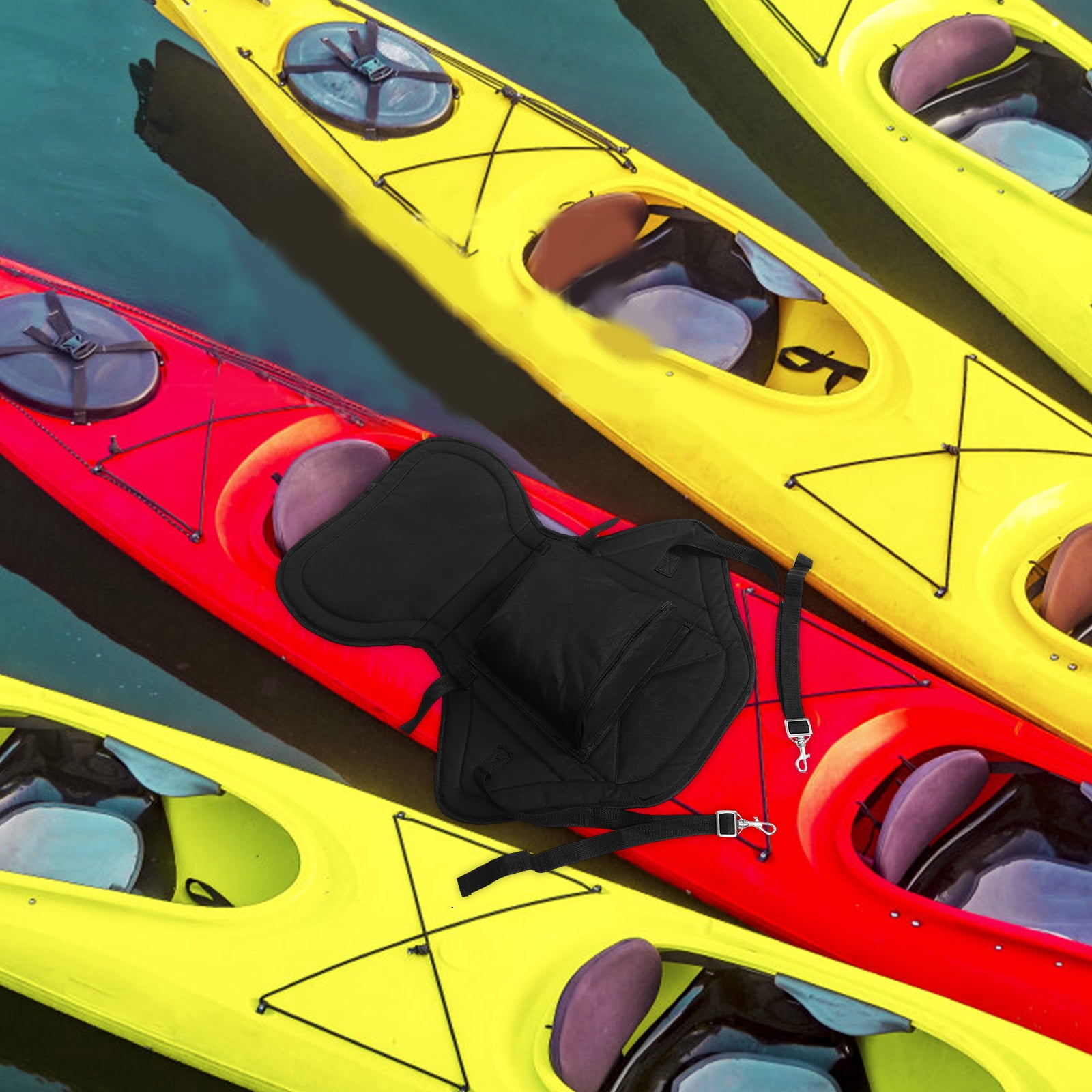 AURARMLET Black Kayak Back Cushion with Breathable, Anti-Wear Fabric for Outdoor Comfort and Support